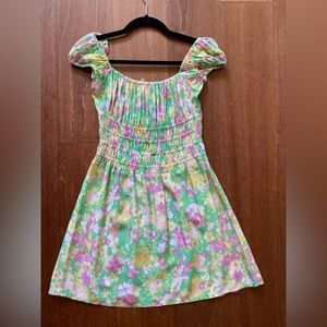 With Jean Marseille Floral Mini Dress - Green and Pink size M